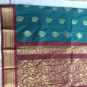 NEW Silk Saree with zari work and attached blouse